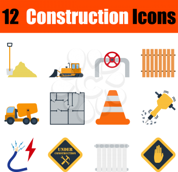 Flat design construction icon set in ui colors. Vector illustration.