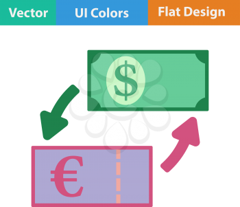 Flat design icon of currency dollar and euro exchange in ui colors. Vector illustration.