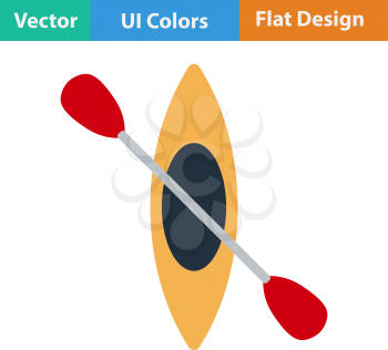 Flat design icon of kayak and paddle  in ui colors. Vector illustration.