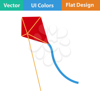 Flat design icon of kite in sky ui colors. Vector illustration.