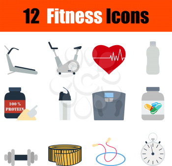 Flat design fitness icon set in ui colors. Vector illustration.