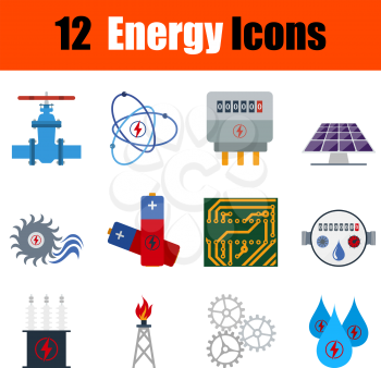 Flat design energy icon set in ui colors. Vector illustration.