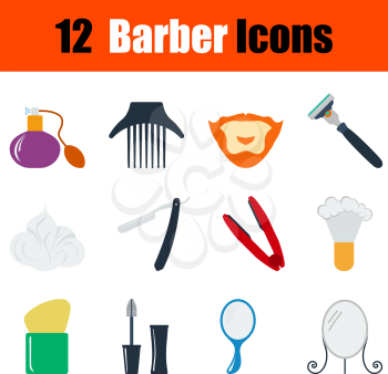 Flat design barber icon set in ui colors. Vector illustration.