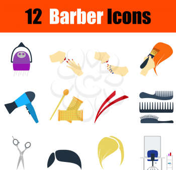 Flat design barber icon set in ui colors. Vector illustration.