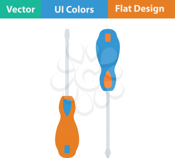 Flat design icon of screwdriver in ui colors. Vector illustration.