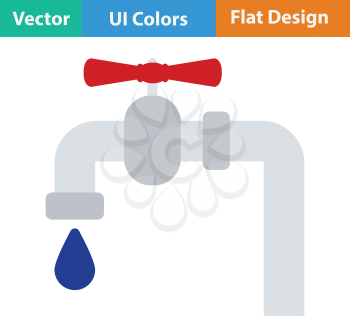 Flat design icon of  pipe with valve in ui colors. Vector illustration.