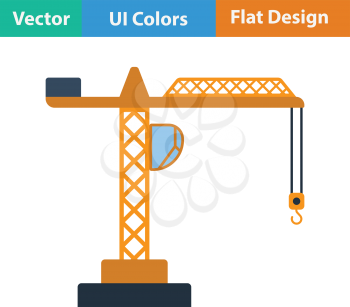 Flat design icon of crane in ui colors. Vector illustration.