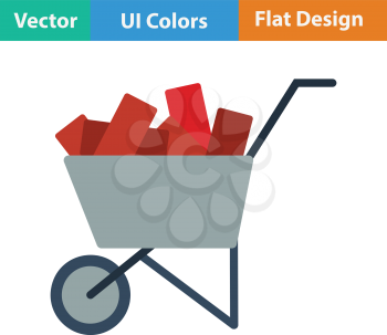 Flat design icon of construction cart  in ui colors. Vector illustration.