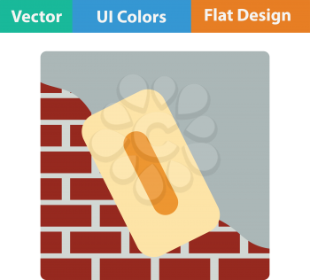Flat design icon of plastered brick wall  in ui colors. Vector illustration.