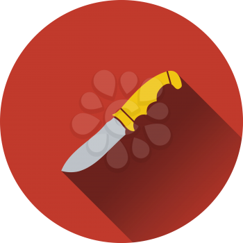 Icon of hunting knife ui colors. Flat design. Vector illustration.