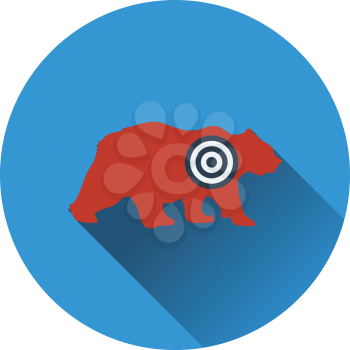 Icon of bear silhouette with target . Flat design. Vector illustration.