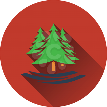 Icon of fir forest. Flat design. Vector illustration.