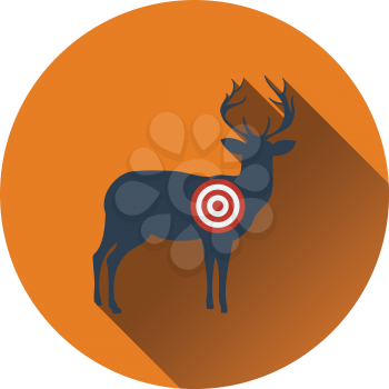 Icon of deer silhouette with target . Flat design. Vector illustration.