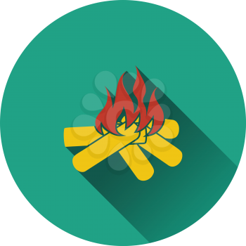 Icon of camping fire . Flat design. Vector illustration.