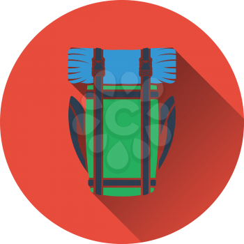 Icon of camping backpack. Flat design. Vector illustration.