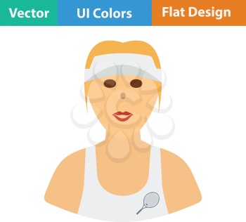 Tennis woman athlete head icon. Flat design. Vector illustration.