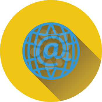 Global e-mail icon. Flat design. Vector illustration.