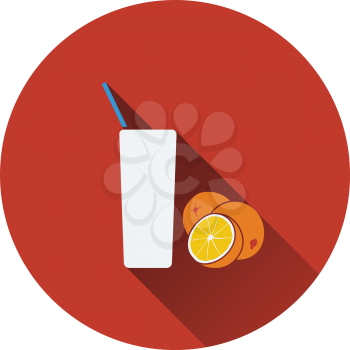Icon of Orange juice glass. Flat design. Vector illustration.