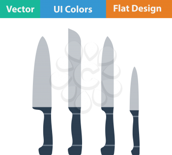 Kitchen knife set icon. Flat design. Vector illustration.