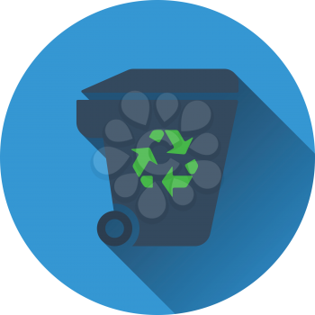Garbage container with recycle sign icon. Flat design. Vector illustration.