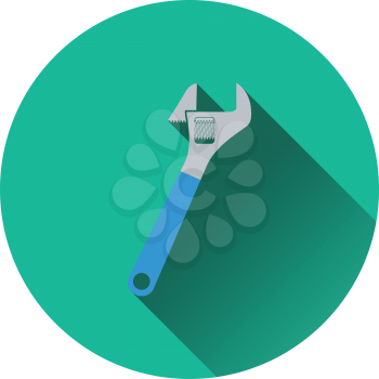 Icon of adjustable wrench. Flat design. Vector illustration.