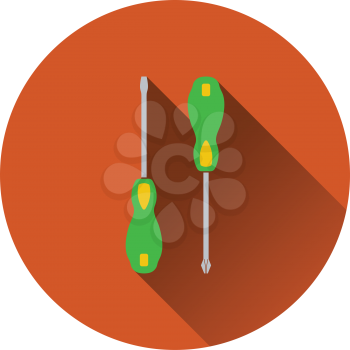 Icon of screwdriver. Flat design. Vector illustration.