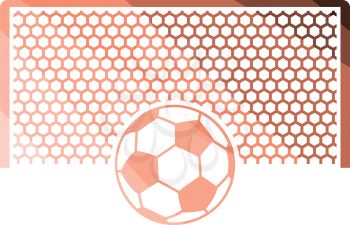 Soccer gate with ball on penalty point  icon. Flat color design. Vector illustration.