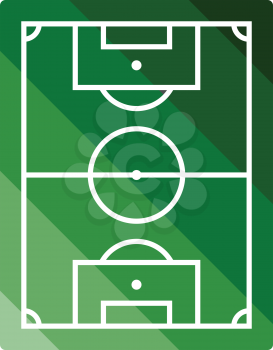 Icon of aerial view soccer field. Flat color design. Vector illustration.