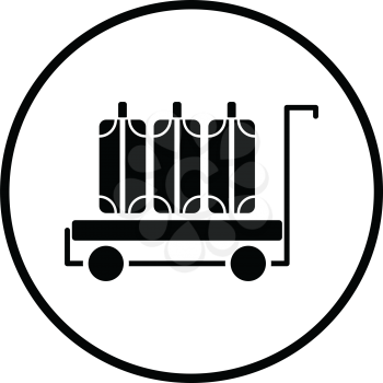 Luggage cart icon. Thin circle design. Vector illustration.