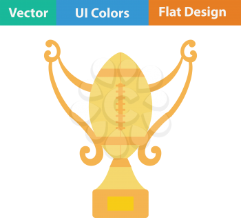American football trophy cup icon. Flat color design. Vector illustration.