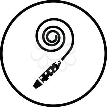 Party whistle icon. Thin circle design. Vector illustration.