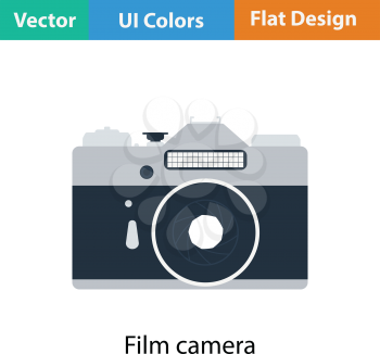 Icon of retro film photo camera. Flat color design. Vector illustration.