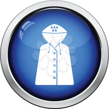 Raincoat icon. Glossy button design. Vector illustration.