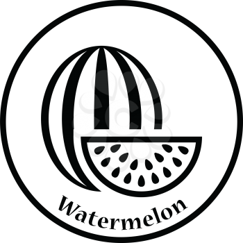 Icon of Watermelon. Thin circle design. Vector illustration.