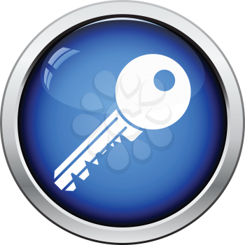 Key icon. Glossy button design. Vector illustration.