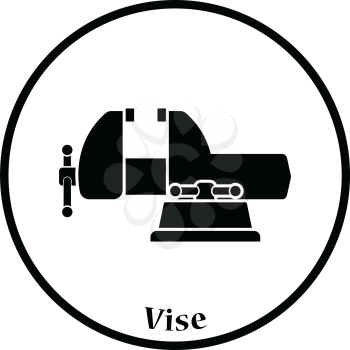 Icon of vise. Thin circle design. Vector illustration.