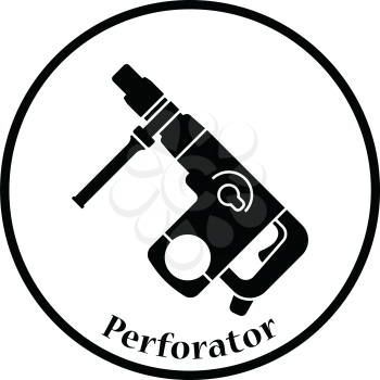 Icon of electric perforator. Thin circle design. Vector illustration.
