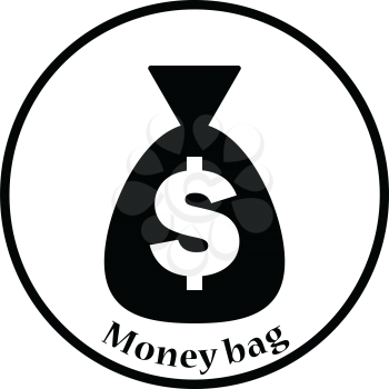 Money bag icon. Thin circle design. Vector illustration.