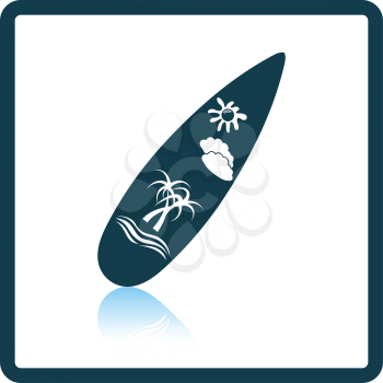 Surfboard icon. Shadow reflection design. Vector illustration.