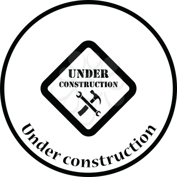 Icon of Under construction. Thin circle design. Vector illustration.