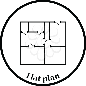 Icon of apartment plan. Thin circle design. Vector illustration.