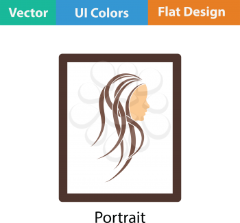 Portrait art icon. Flat color design. Vector illustration.