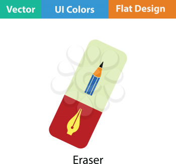 Eraser icon. Flat color design. Vector illustration.