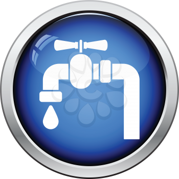 Icon of  pipe with valve. Glossy button design. Vector illustration.