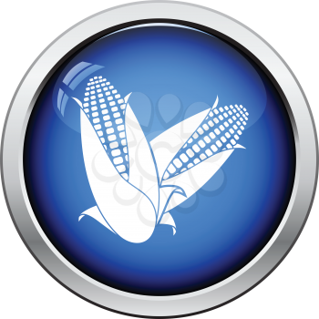 Corn icon. Glossy button design. Vector illustration.