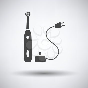 Electric toothbrush icon on gray background, round shadow. Vector illustration.