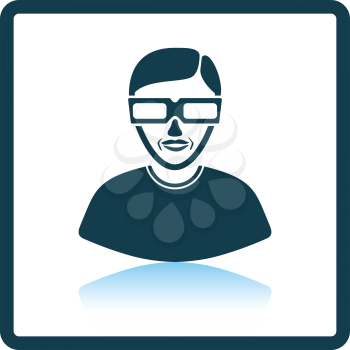 Man with 3d glasses icon. Shadow reflection design. Vector illustration.