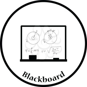 Icon of Classroom blackboard. Thin circle design. Vector illustration.