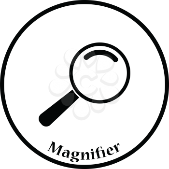 Icon of magnifier. Thin circle design. Vector illustration.