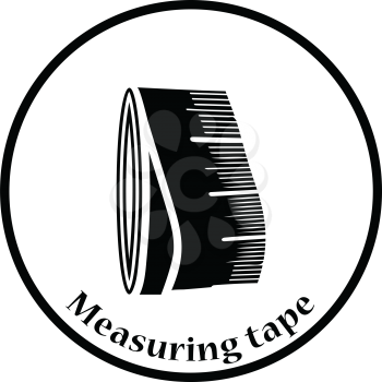 Tailor measure tape icon. Thin circle design. Vector illustration.